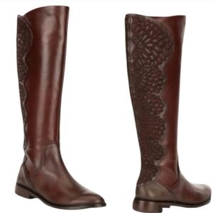 Gianni Bini Redwood Leather Embroidered western Knee-High Boots sz 5